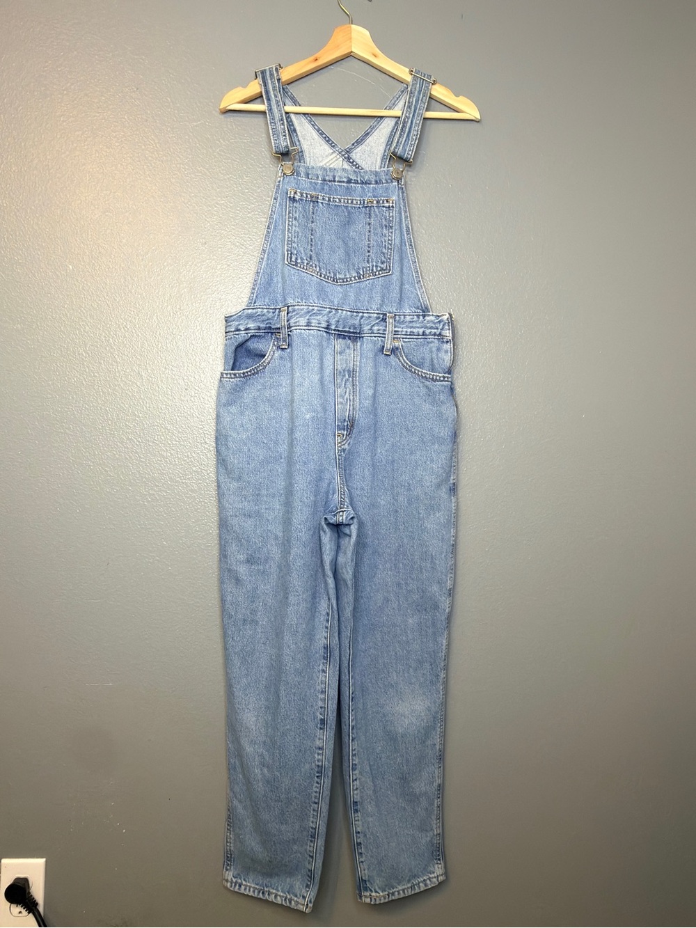 Levi's 38485 Straight Leg Denim Overalls Light Wash W29 Rare Blank Red Tab 29